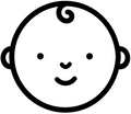 Black and white baby head icon Black and white baby head icon