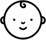 Black and white baby head icon Black and white baby head icon
